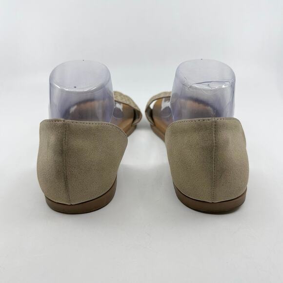 Andiamo D'Orsay Open Toe Slip On Ballet Flat Sandal Open Toe Grey Womens Size 9W - Picture 3 of 8